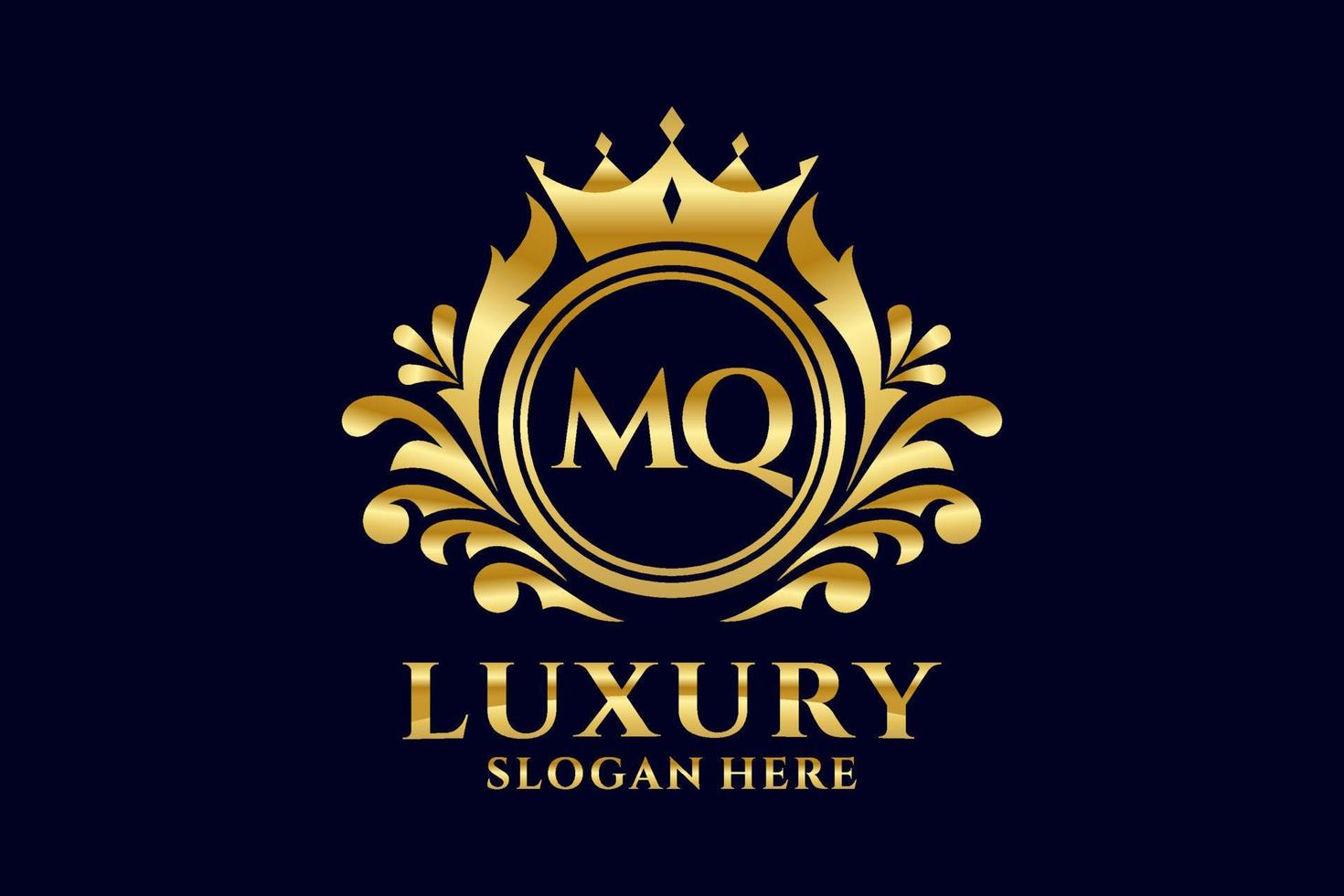 Initial MQ Letter Royal Luxury Logo template in vector art for luxurious branding projects and other vector illustration.