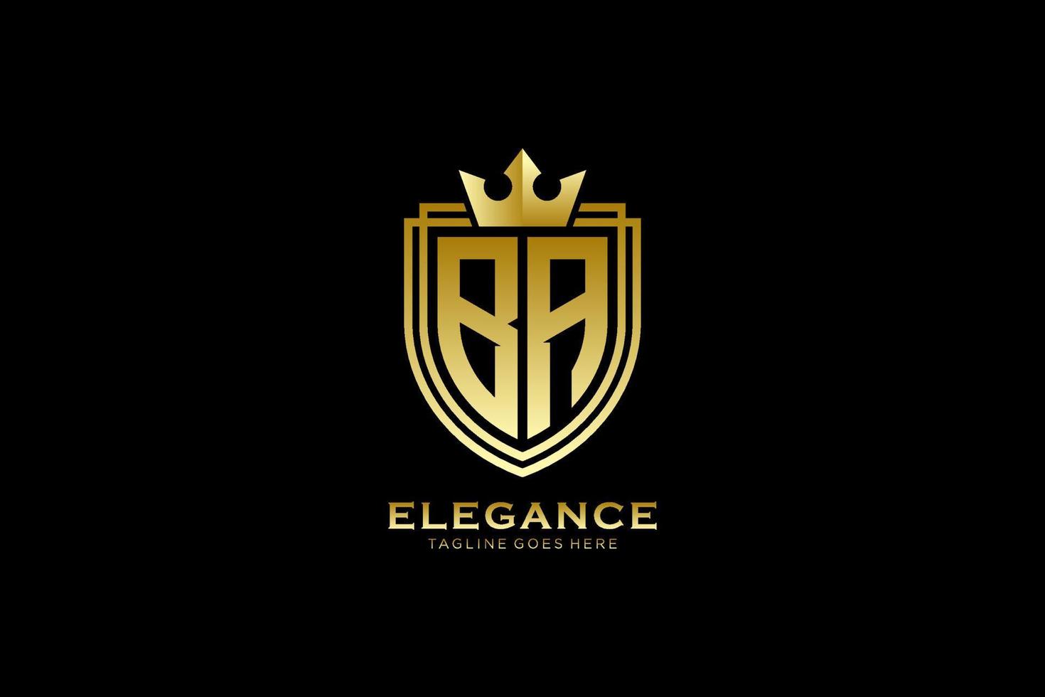 initial BA elegant luxury monogram logo or badge template with scrolls and royal crown - perfect for luxurious branding projects vector