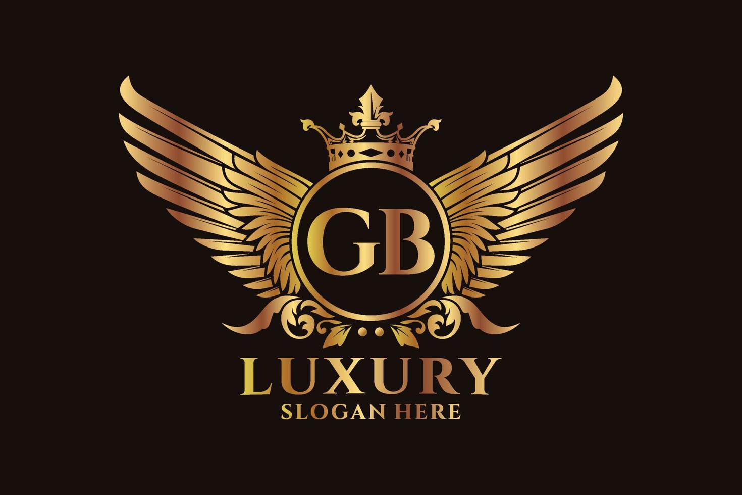 Luxury royal wing Letter GB crest Gold color Logo vector, Victory logo, crest logo, wing logo, vector logo template.