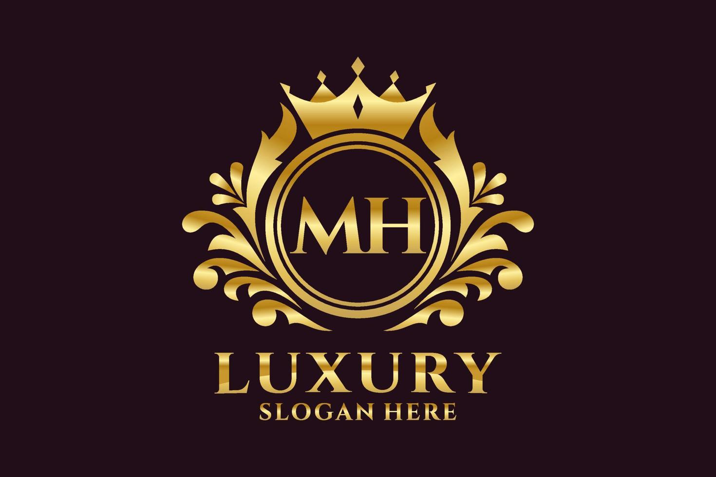 Initial MH Letter Royal Luxury Logo template in vector art for luxurious branding projects and other vector illustration.