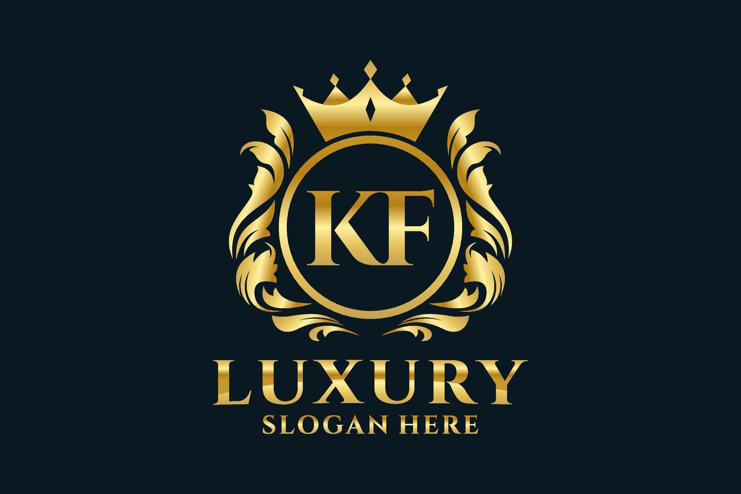 Initial KF Letter Royal Luxury Logo template in vector art for luxurious branding projects and other vector illustration.