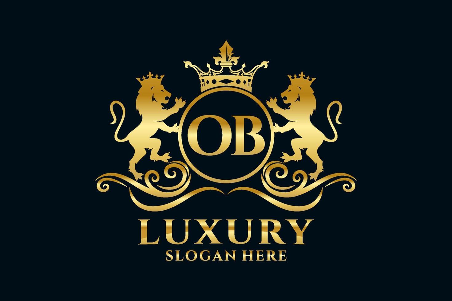 Initial OB Letter Lion Royal Luxury Logo template in vector art for luxurious branding projects and other vector illustration.