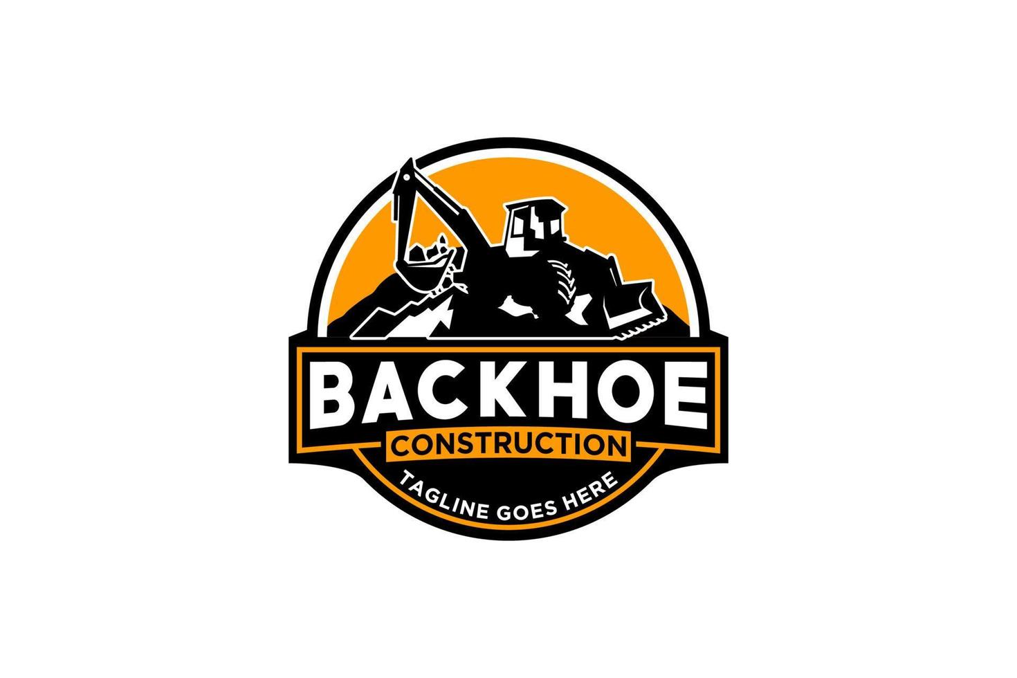 Backhoe logo template vector. Heavy equipment logo vector for construction company. Creative backhoe illustration for logo template.