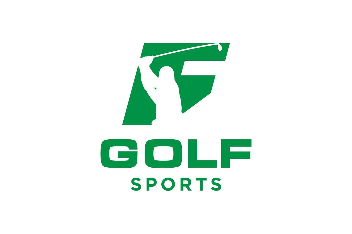 logotipo de icono de letra del alfabeto f para plantilla de vector de diseño de logotipo de golf, etiqueta vectorial de golf, logotipo de campeonato de golf, ilustración, icono creativo, concepto de diseño