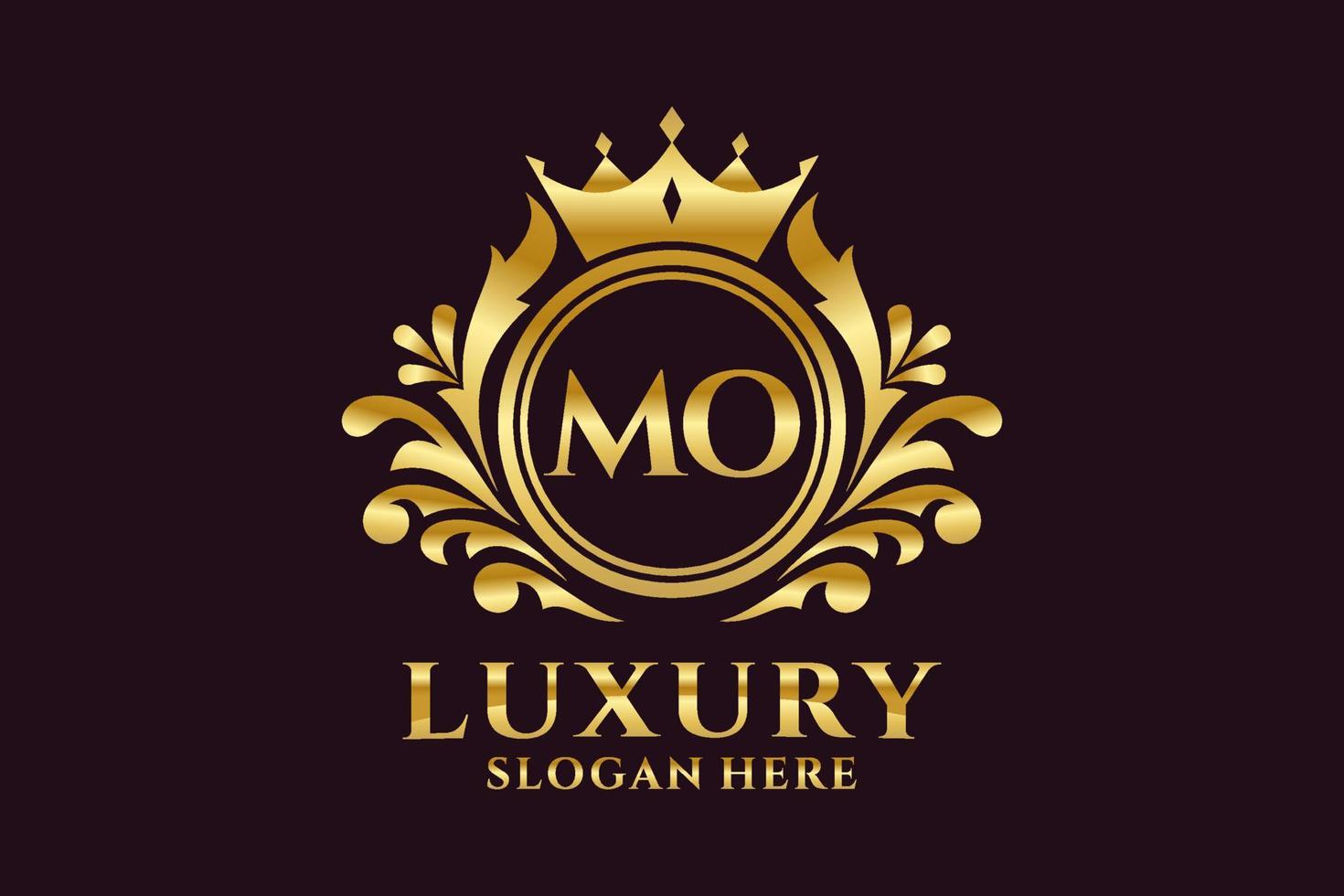 Initial MO Letter Royal Luxury Logo template in vector art for luxurious branding projects and other vector illustration.