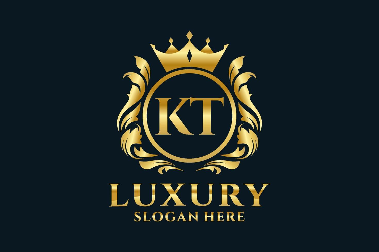 Initial KT Letter Royal Luxury Logo template in vector art for luxurious branding projects and other vector illustration.