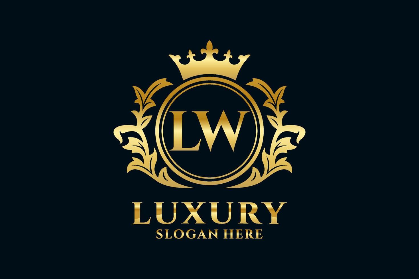 Initial LW Letter Royal Luxury Logo template in vector art for luxurious branding projects and other vector illustration.