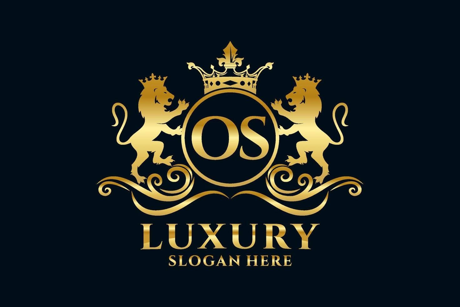 Initial OS Letter Lion Royal Luxury Logo template in vector art for luxurious branding projects and other vector illustration.