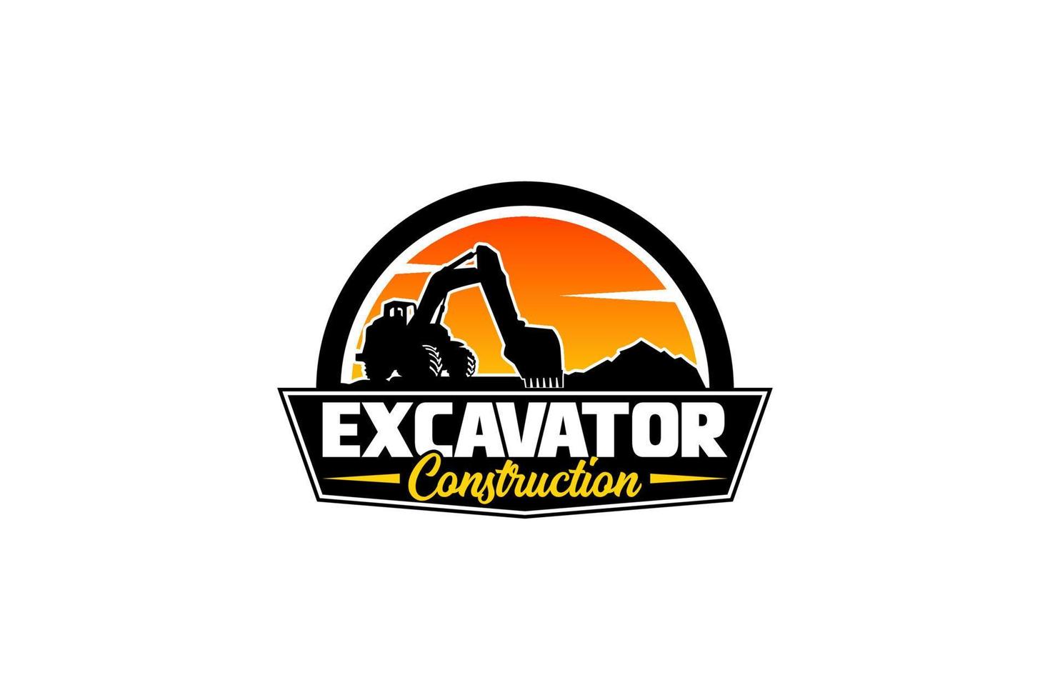 Excavator logo template vector. Heavy equipment logo vector for construction company. Creative excavator illustration for logo template.