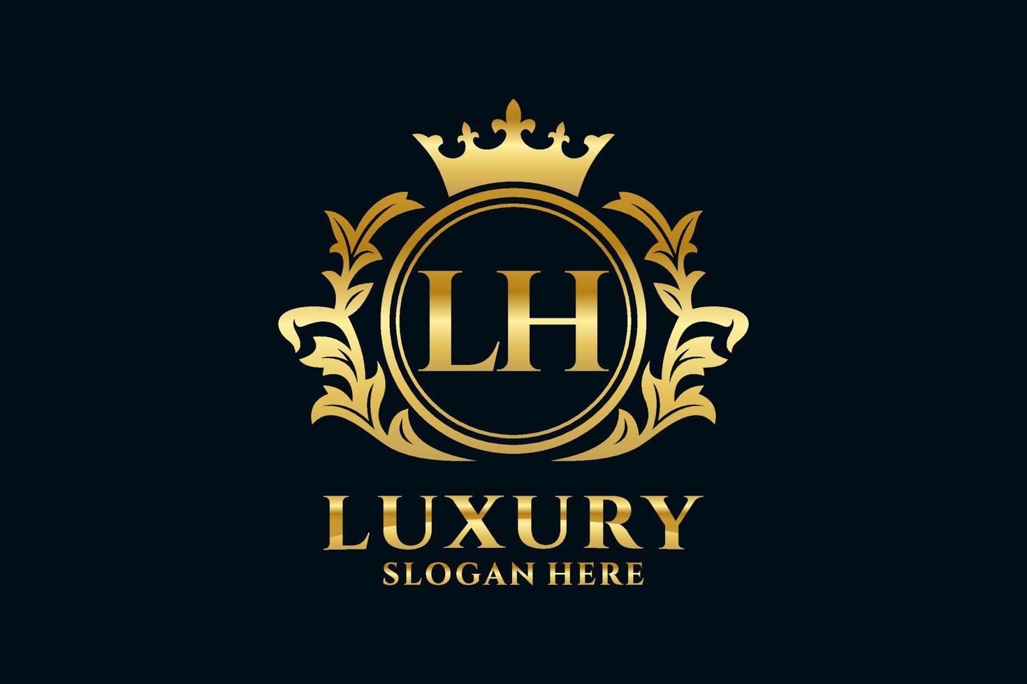 Initial LH Letter Royal Luxury Logo template in vector art for luxurious branding projects and other vector illustration.