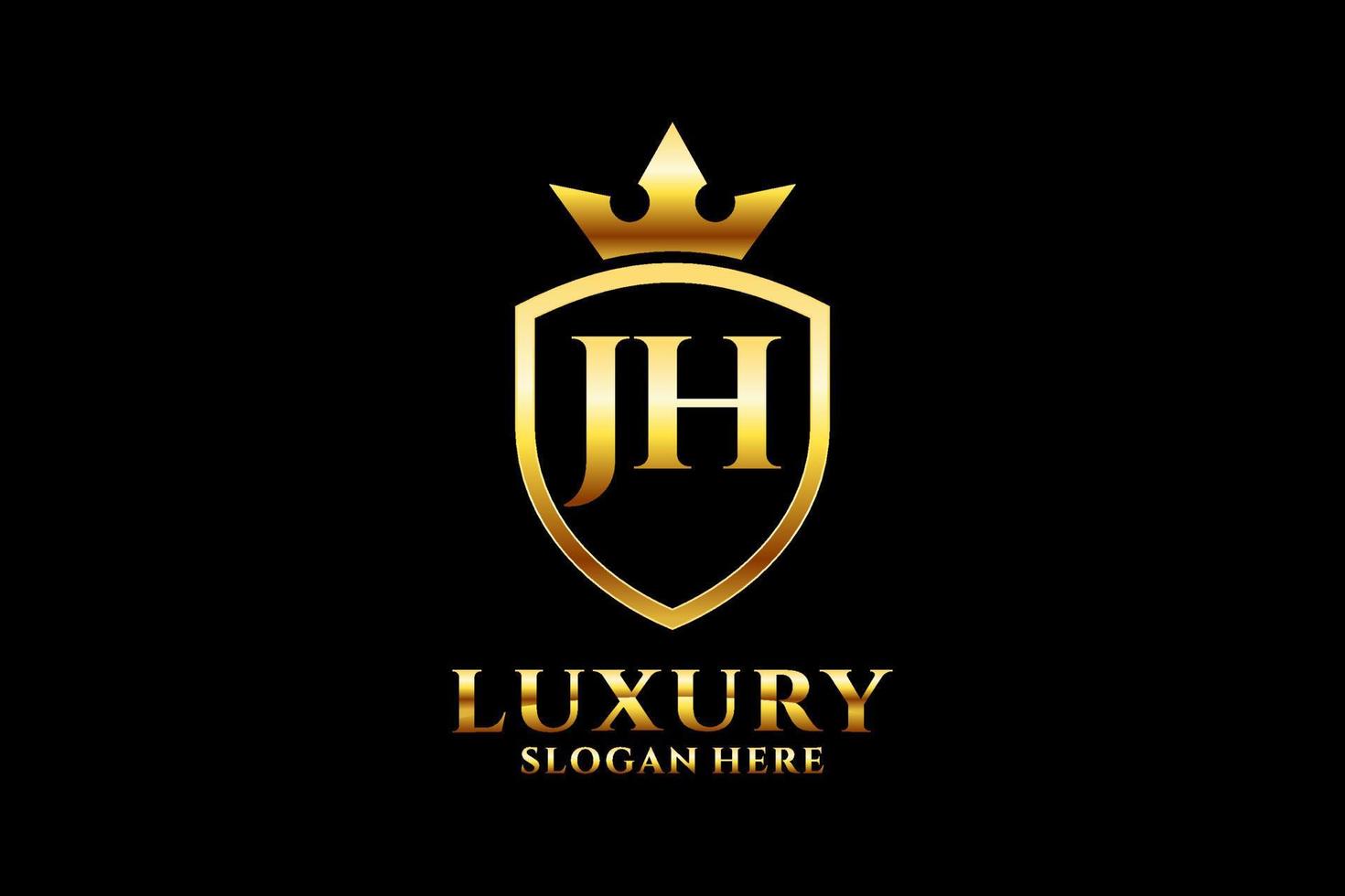 logotipo de monograma de lujo inicial jh elegante o plantilla de placa con pergaminos y corona real - perfecto para proyectos de marca de lujo vector
