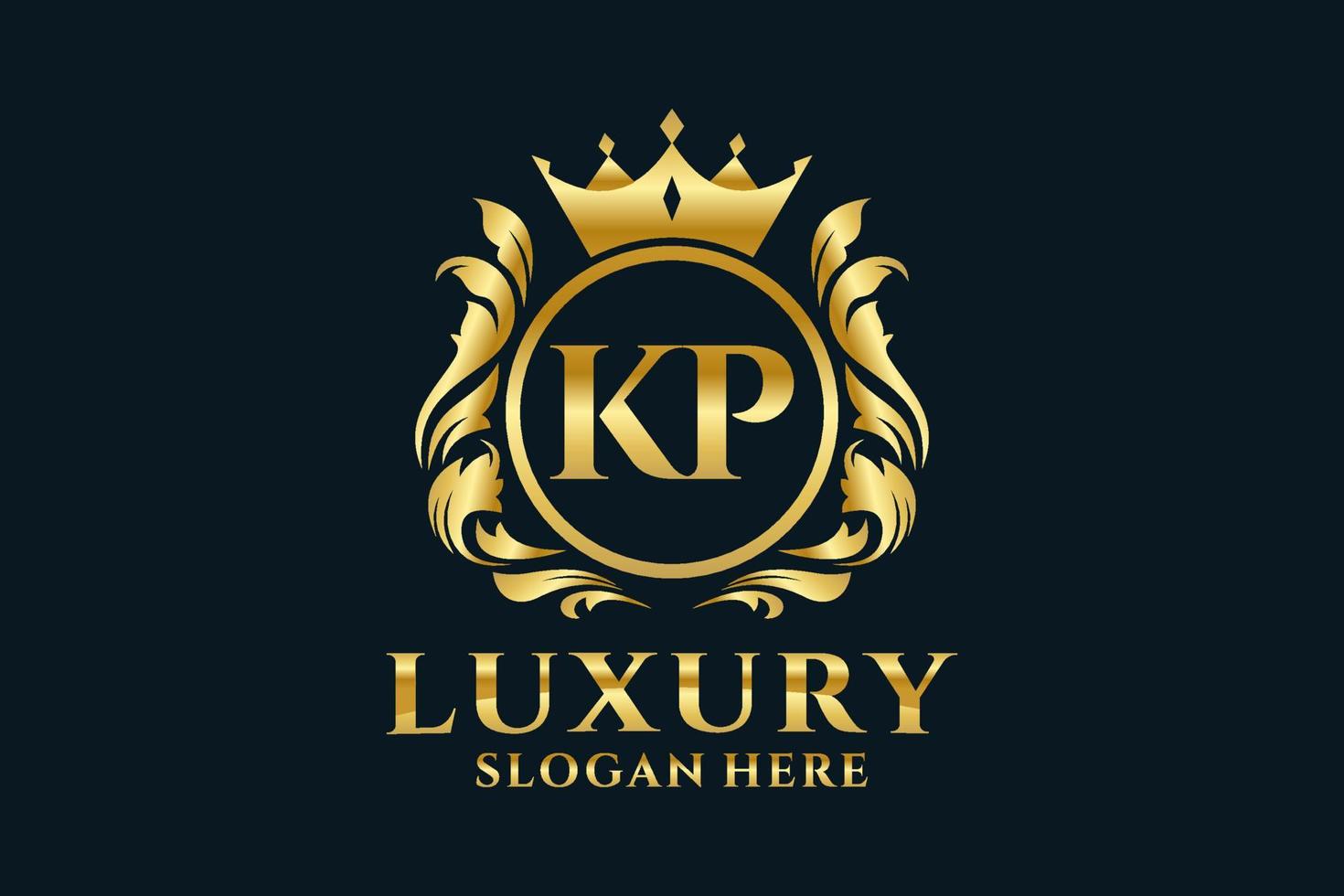 Initial KP Letter Royal Luxury Logo template in vector art for luxurious branding projects and other vector illustration.