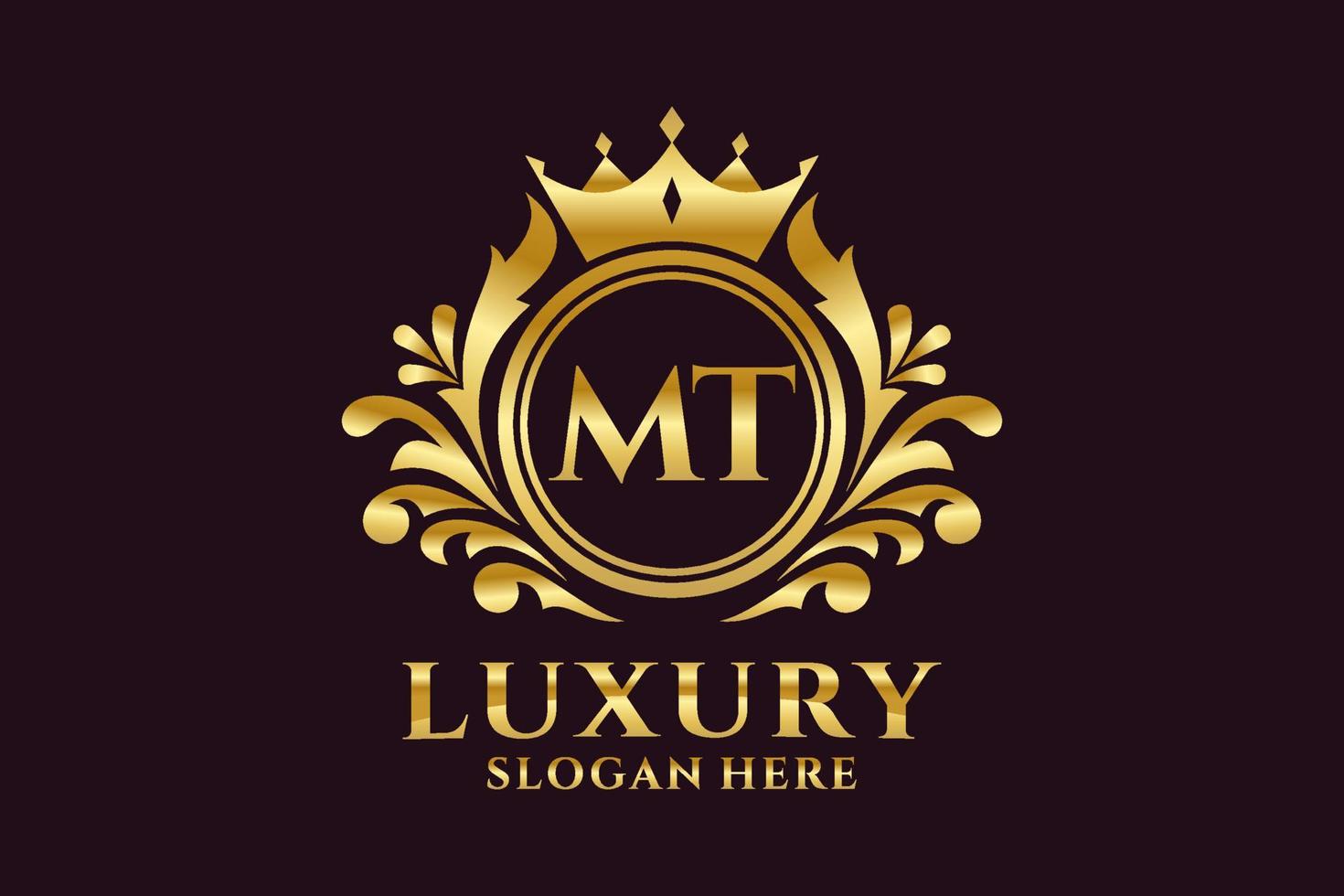 Initial MT Letter Royal Luxury Logo template in vector art for luxurious branding projects and other vector illustration.