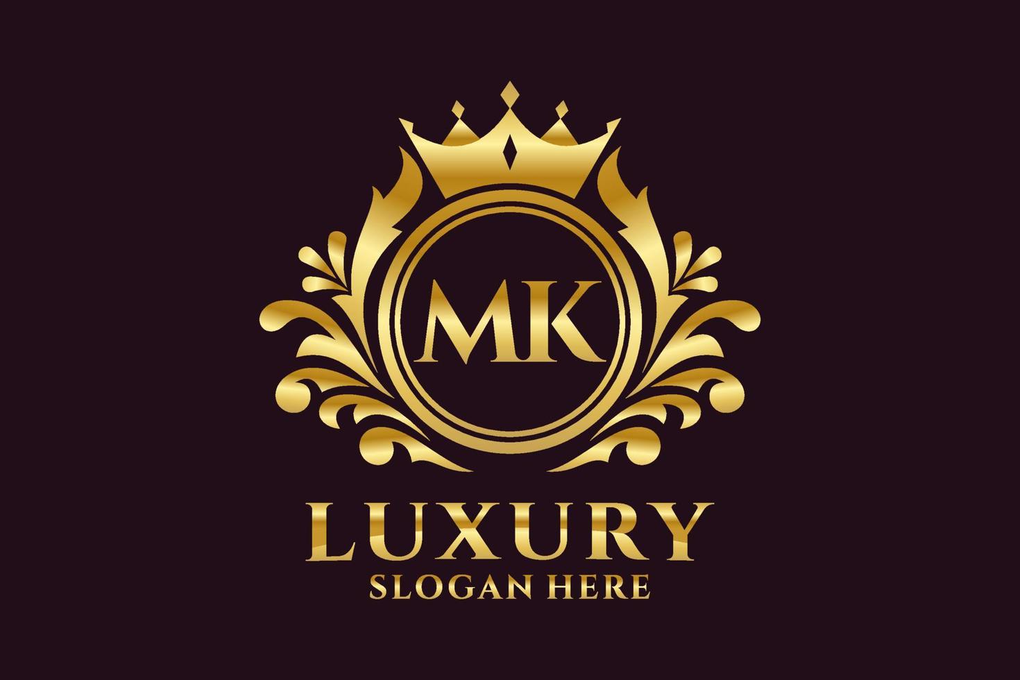 Initial MK Letter Royal Luxury Logo template in vector art for luxurious branding projects and other vector illustration.