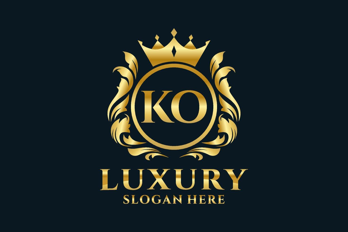 Initial KO Letter Royal Luxury Logo template in vector art for luxurious branding projects and other vector illustration.