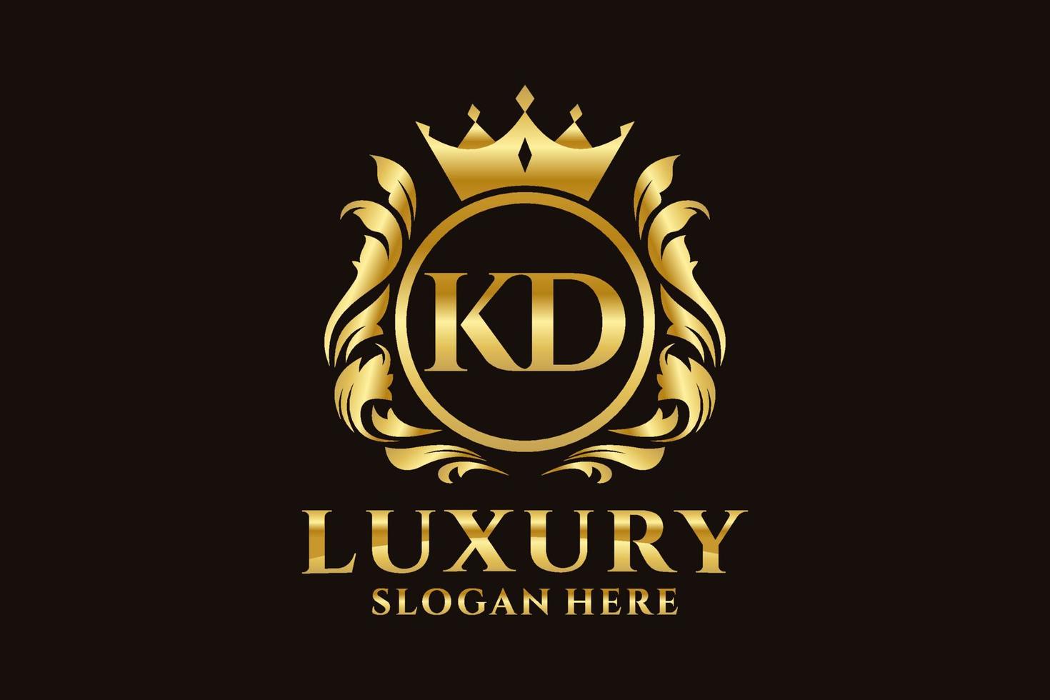 Initial KD Letter Royal Luxury Logo template in vector art for luxurious branding projects and other vector illustration.