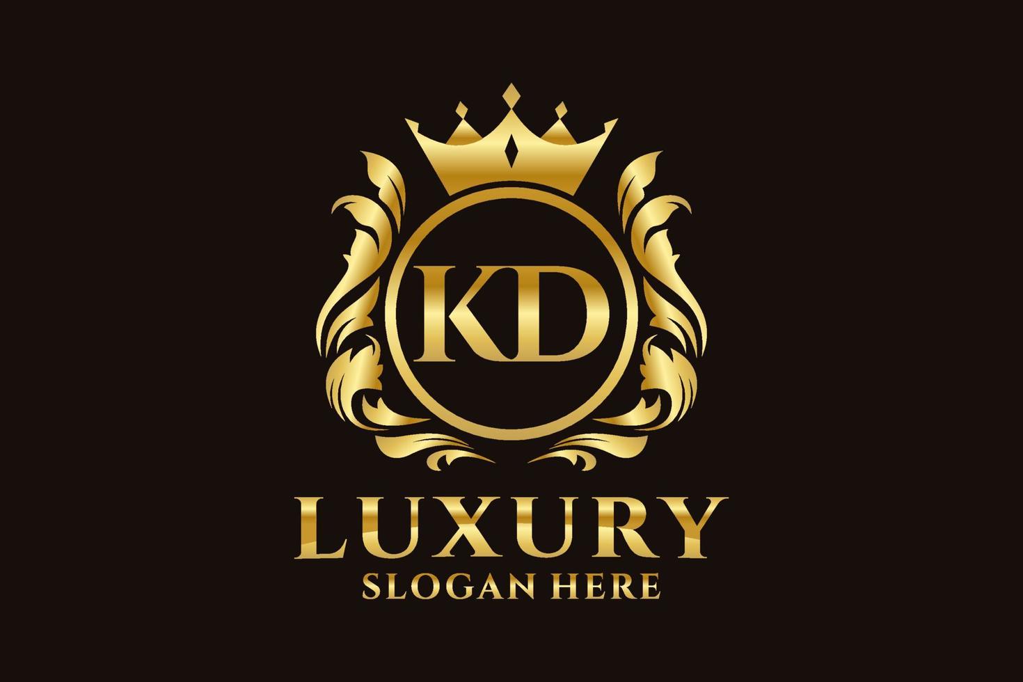 Initial KD Letter Royal Luxury Logo template in vector art for luxurious branding projects and other vector illustration.