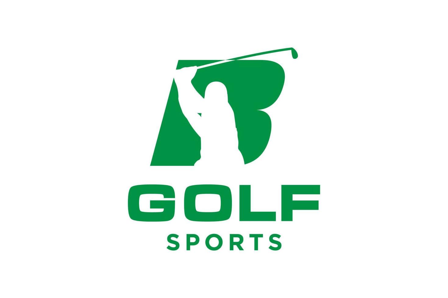 icono de letra del alfabeto logotipo b para la plantilla vectorial de diseño del logotipo de golf, etiqueta vectorial de golf, logotipo del campeonato de golf, ilustración, icono creativo, concepto de diseño vector