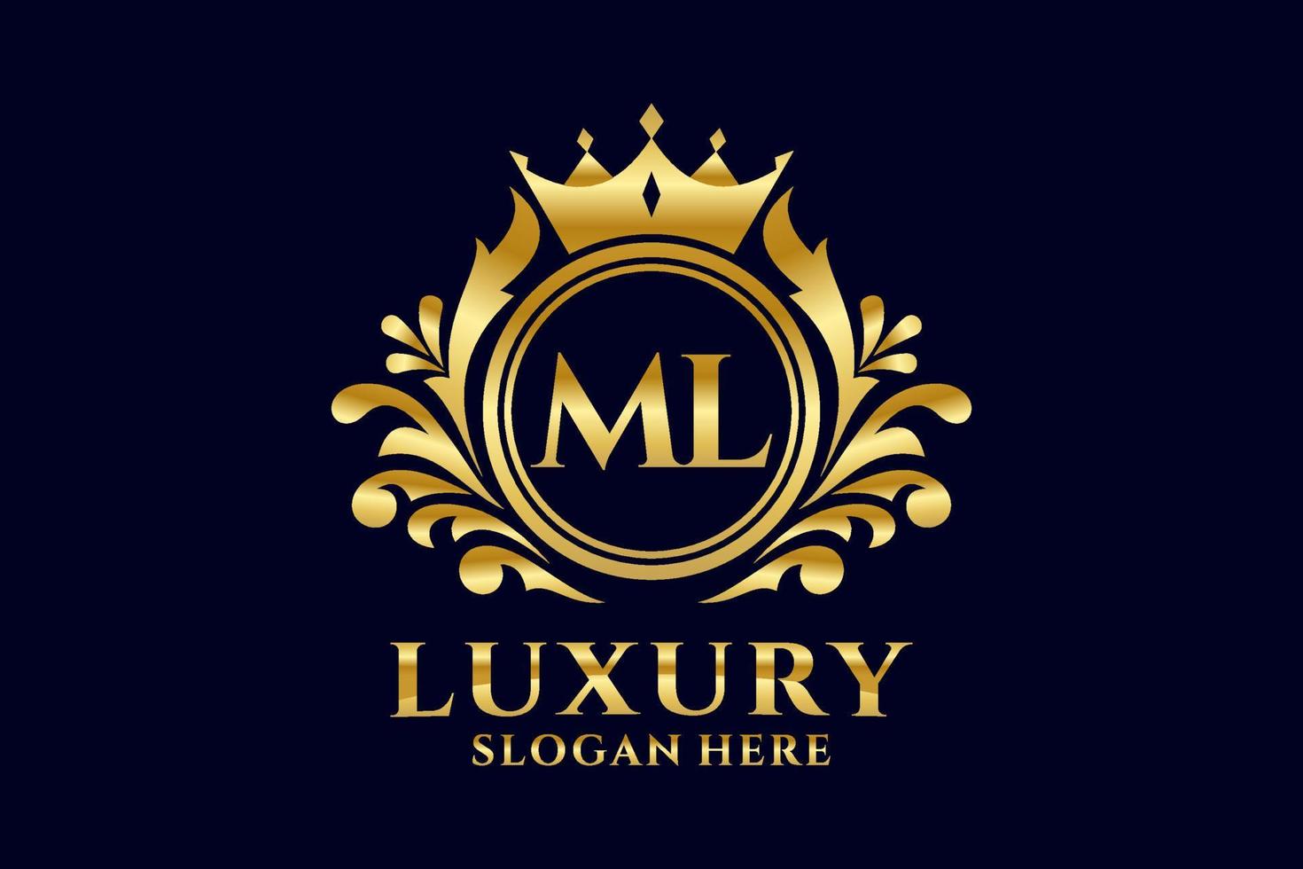 Initial ML Letter Royal Luxury Logo template in vector art for luxurious branding projects and other vector illustration.