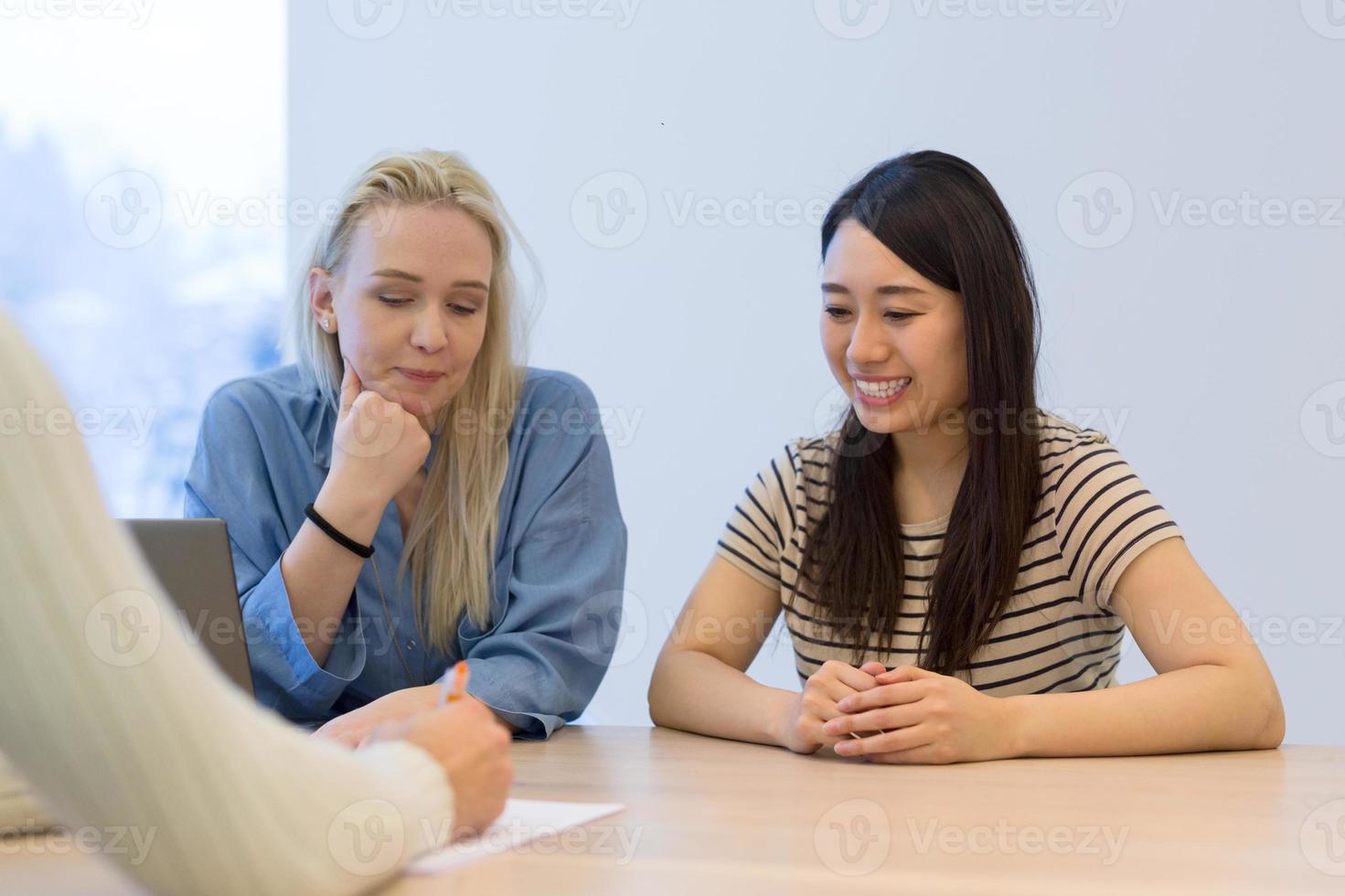 Startup Business Team At A Meeting at modern office building photo