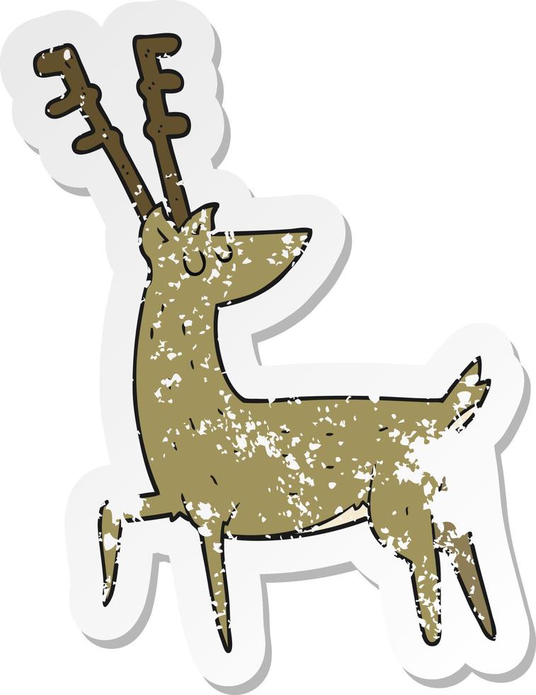 retro distressed sticker of a cartoon stag vector