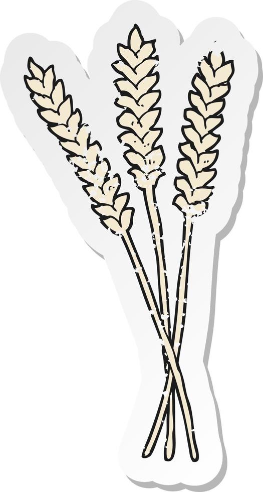retro distressed sticker of a cartoon wheat vector