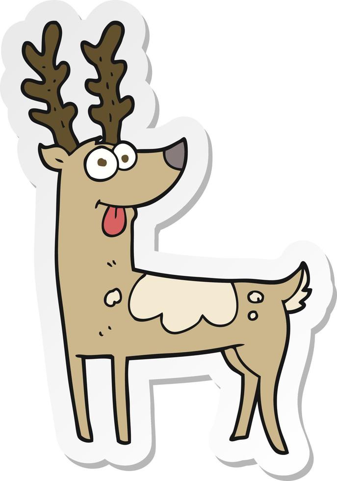 sticker of a cartoon reindeer vector