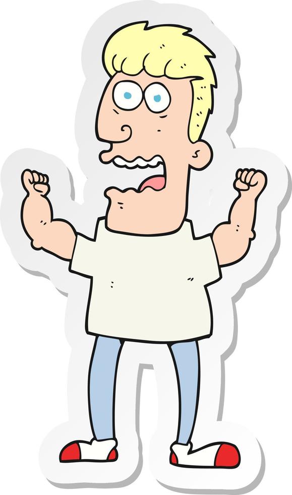 sticker of a cartoon stressed man vector