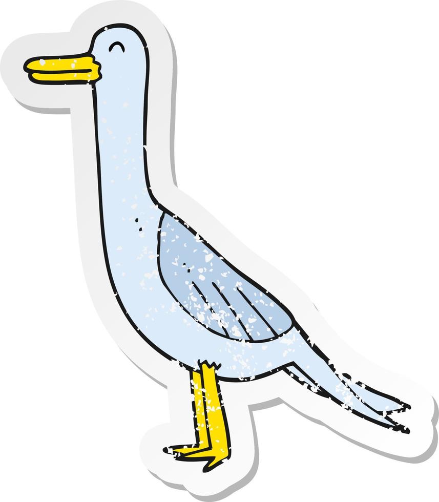retro distressed sticker of a cartoon bird vector