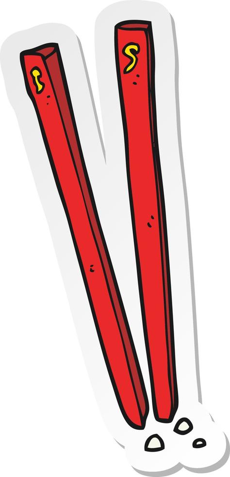 sticker of a cartoon chopsticks vector