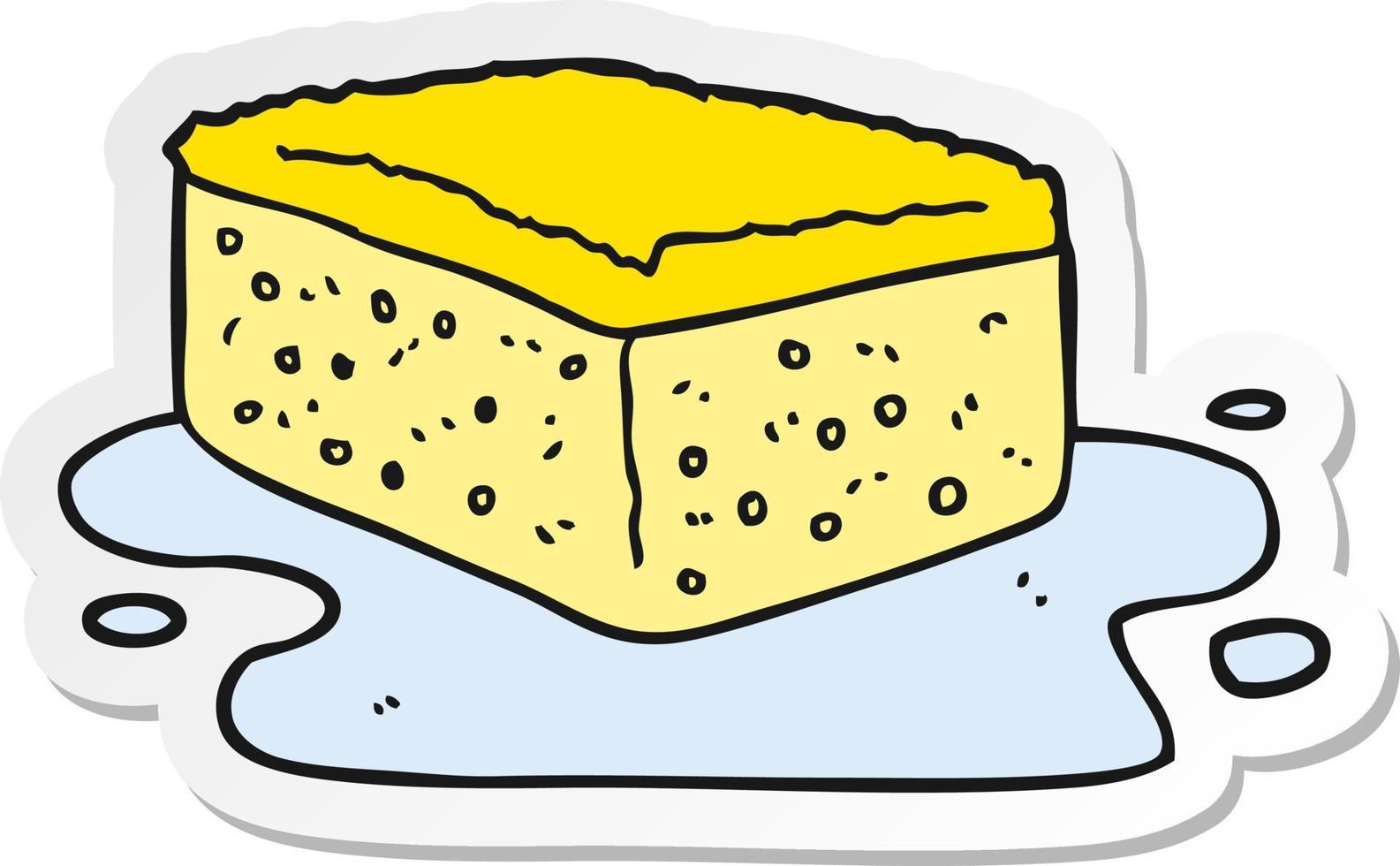 sticker of a cartoon sponge vector