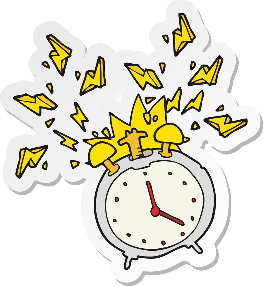 sticker of a cartoon ringing alarm clock vector
