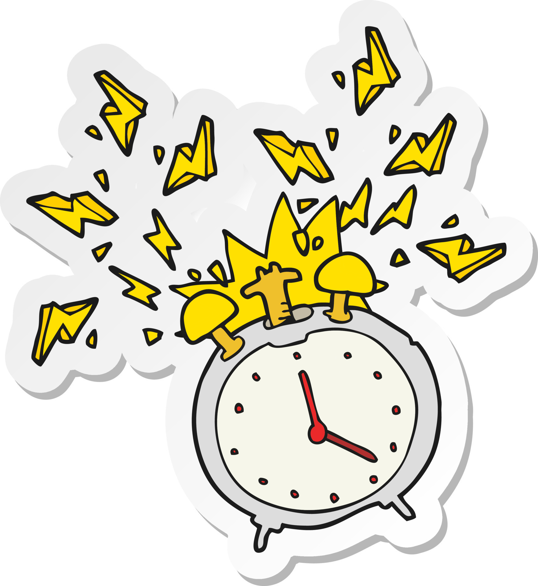 sticker of a cartoon ringing alarm clock 10780091 Vector Art at Vecteezy
