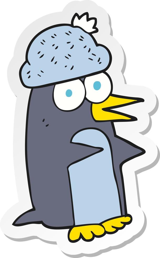 sticker of a cartoon penguin vector