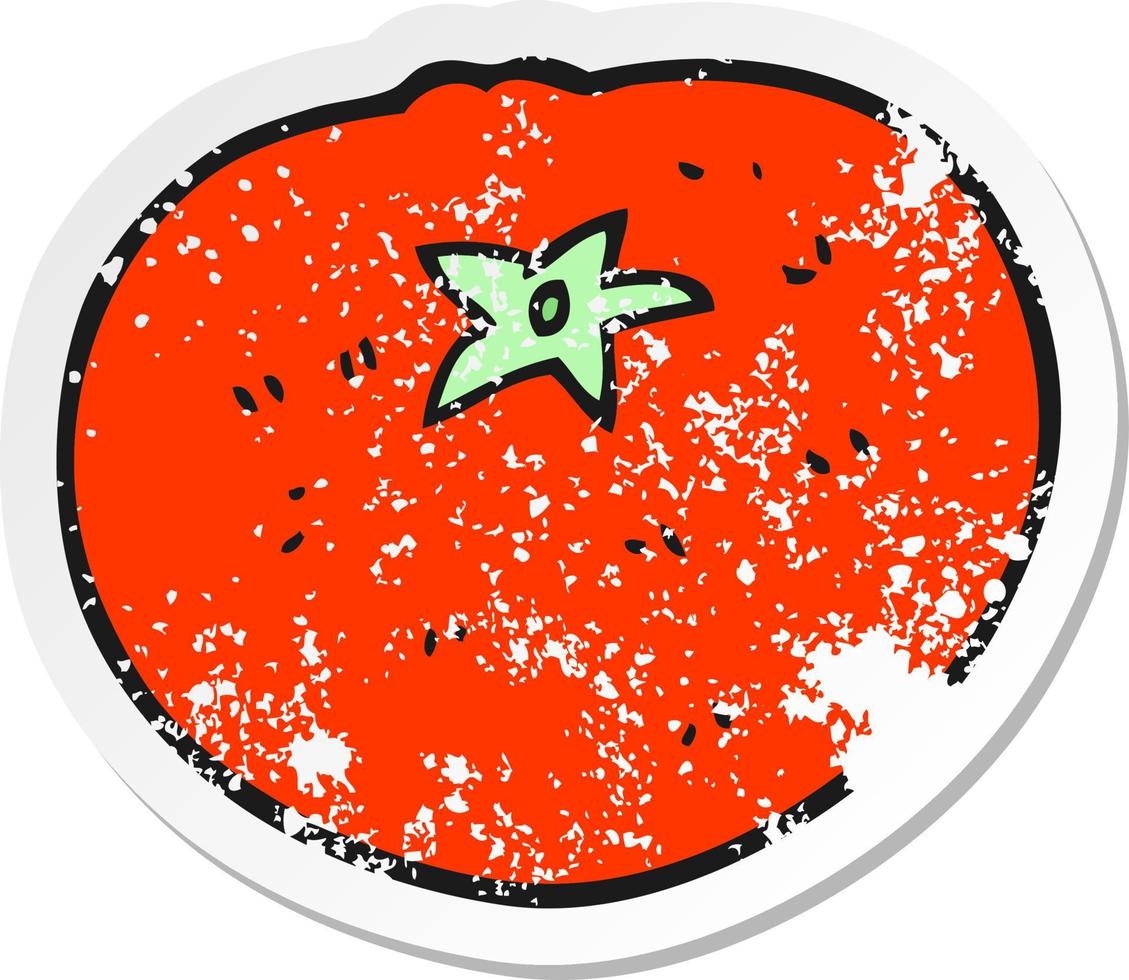 retro distressed sticker of a cartoon tomato vector