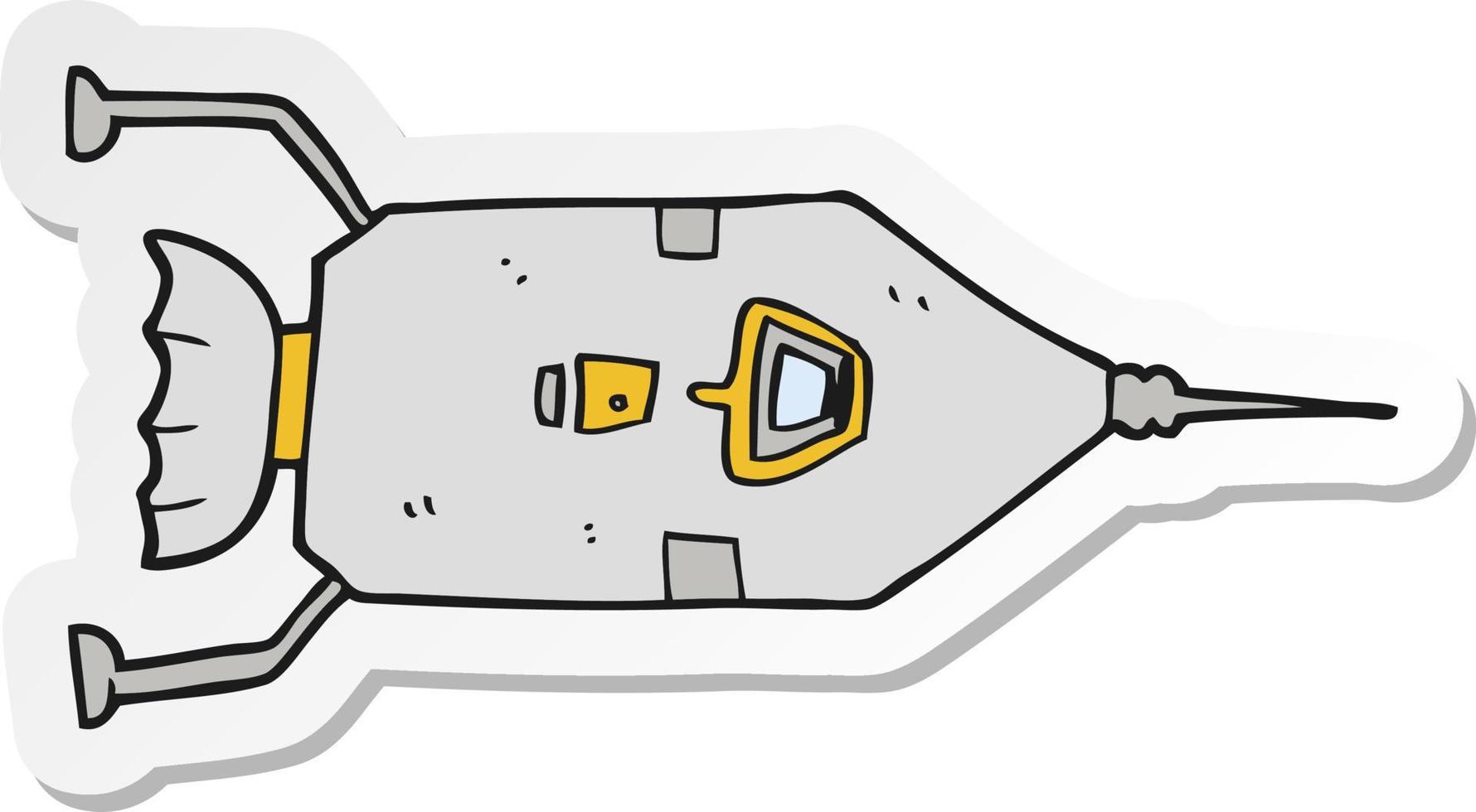 sticker of a cartoon landing craft vector