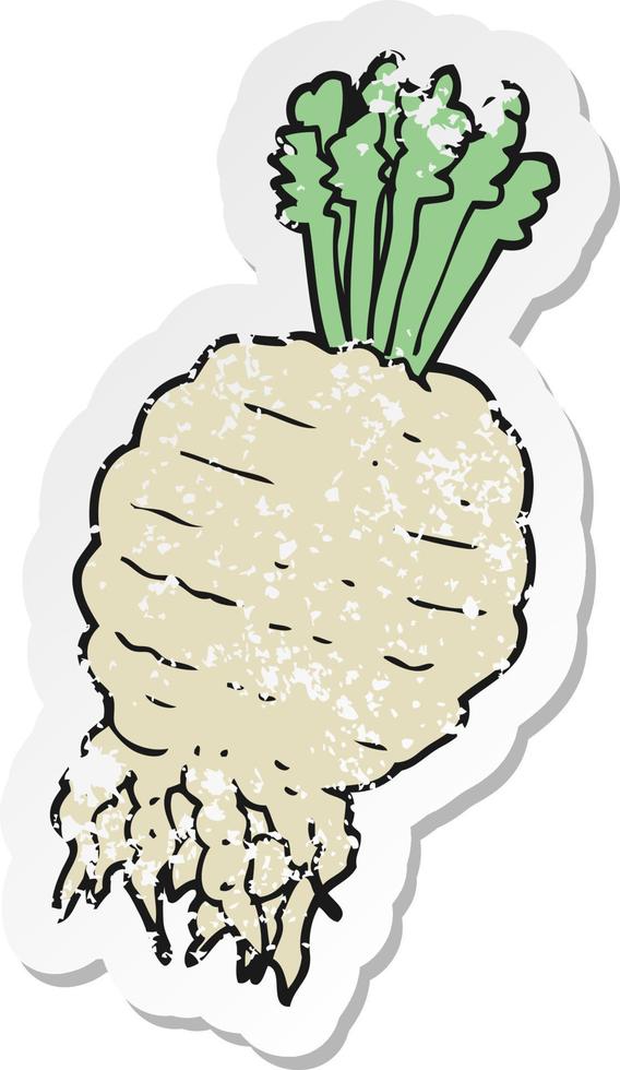 retro distressed sticker of a cartoon turnip vector