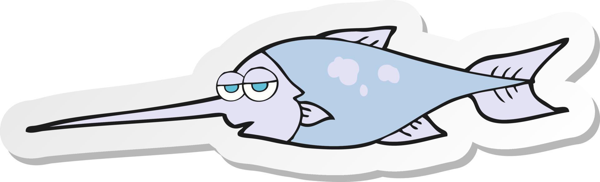 sticker of a cartoon swordfish vector