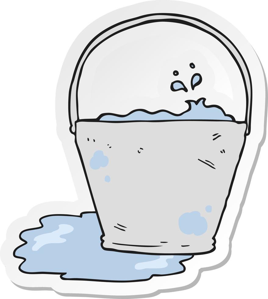 pegatina de un cubo de agua de dibujos animados vector