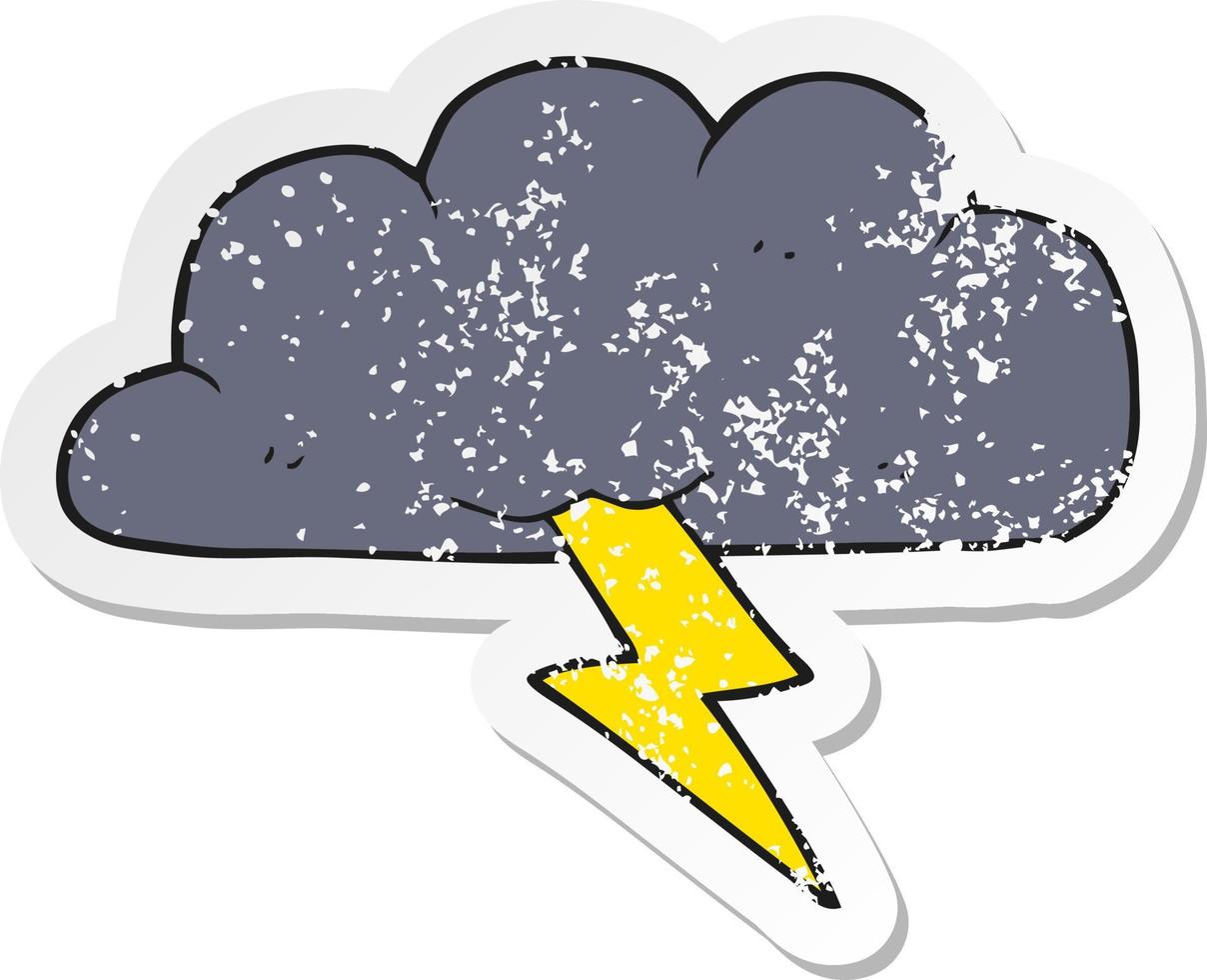 pegatina retro angustiada de una nube tormentosa de dibujos animados vector