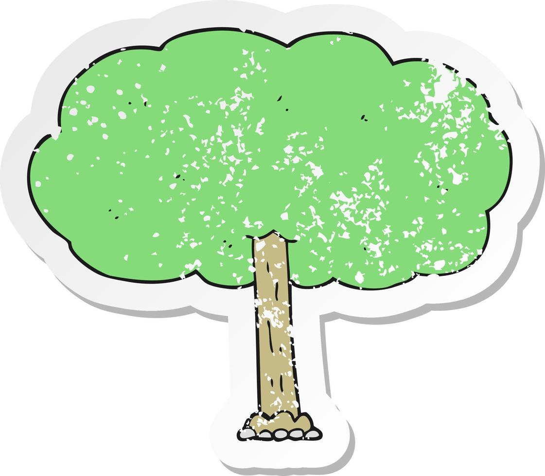 pegatina retro angustiada de un árbol de dibujos animados vector