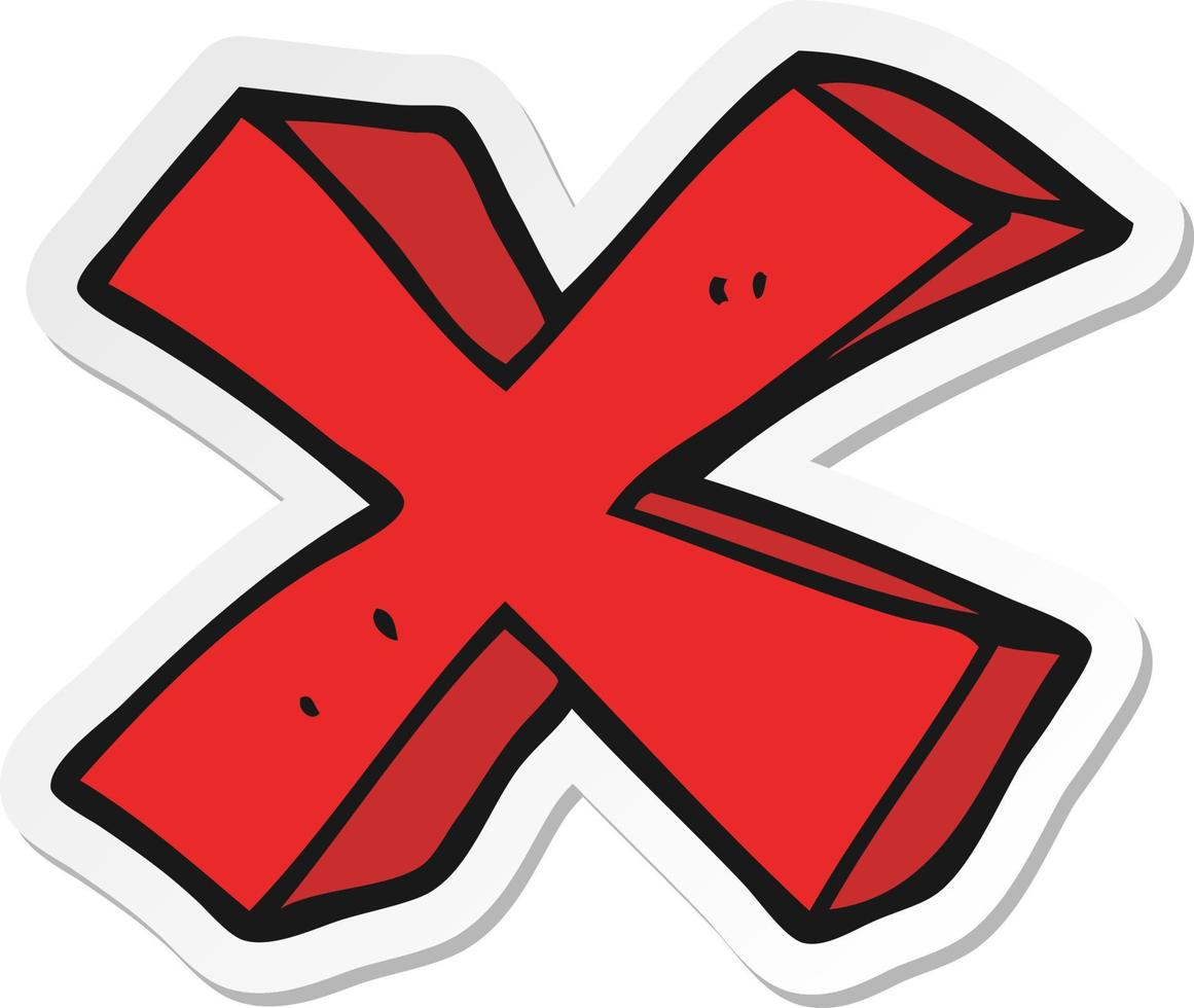 sticker of a cartoon negative x symbol vector