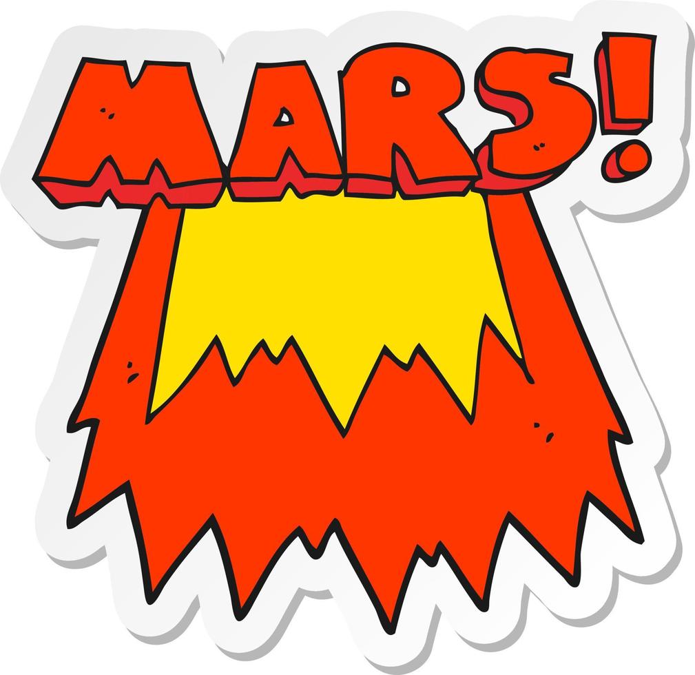 sticker of a cartoon Mars text symbol vector