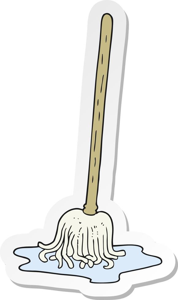 sticker of a cartoon mop vector
