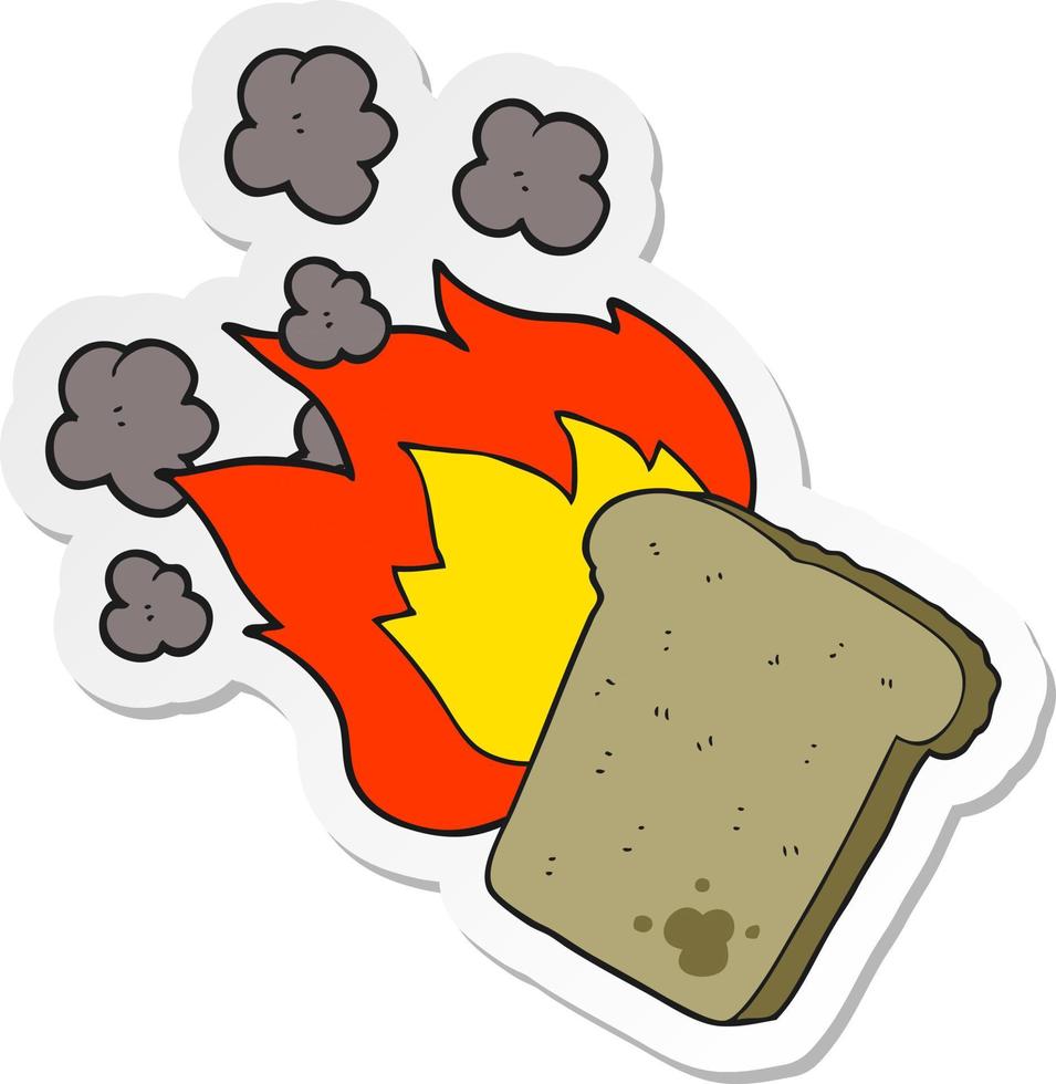 sticker of a cartoon burnt toast vector