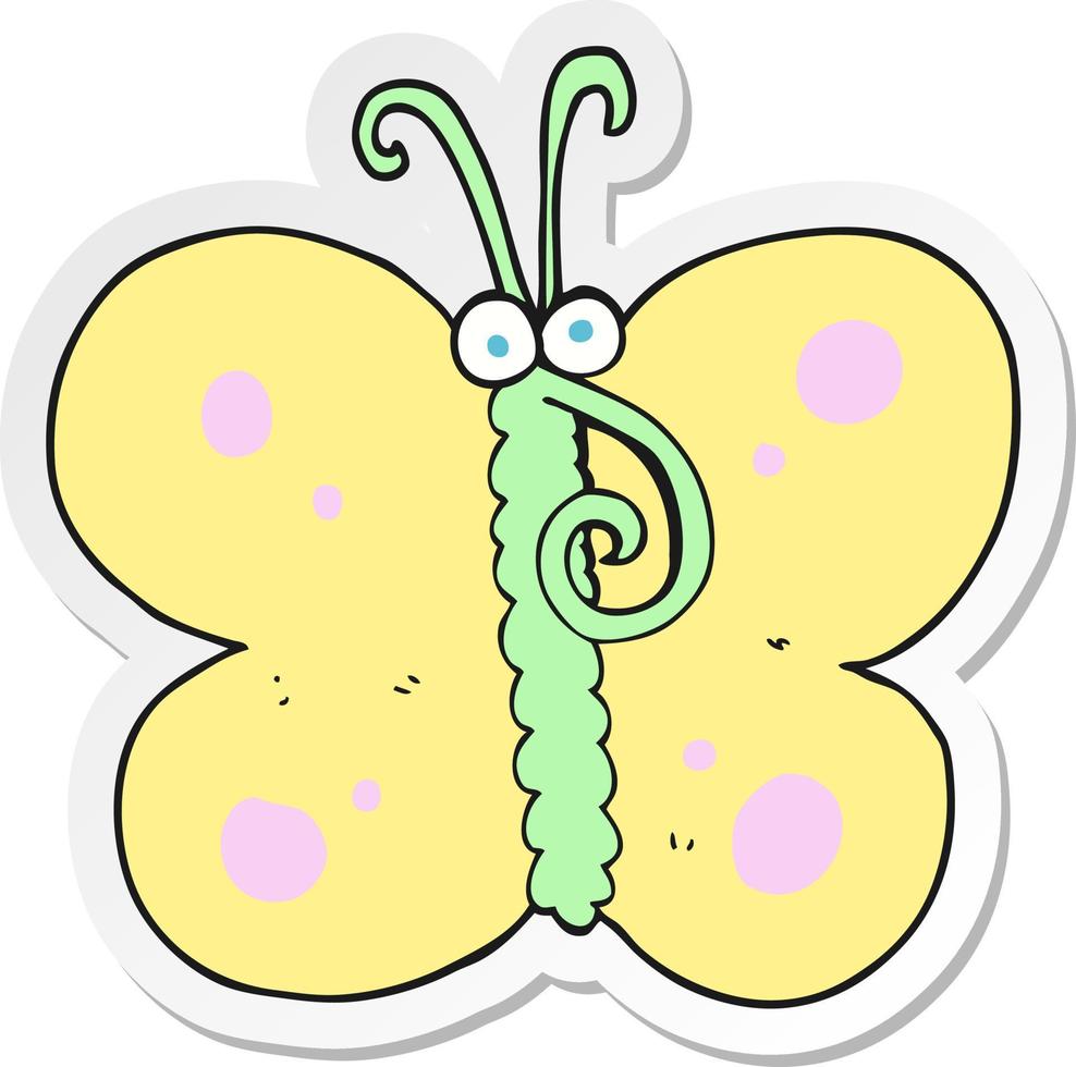 sticker of a cartoon butterfly vector