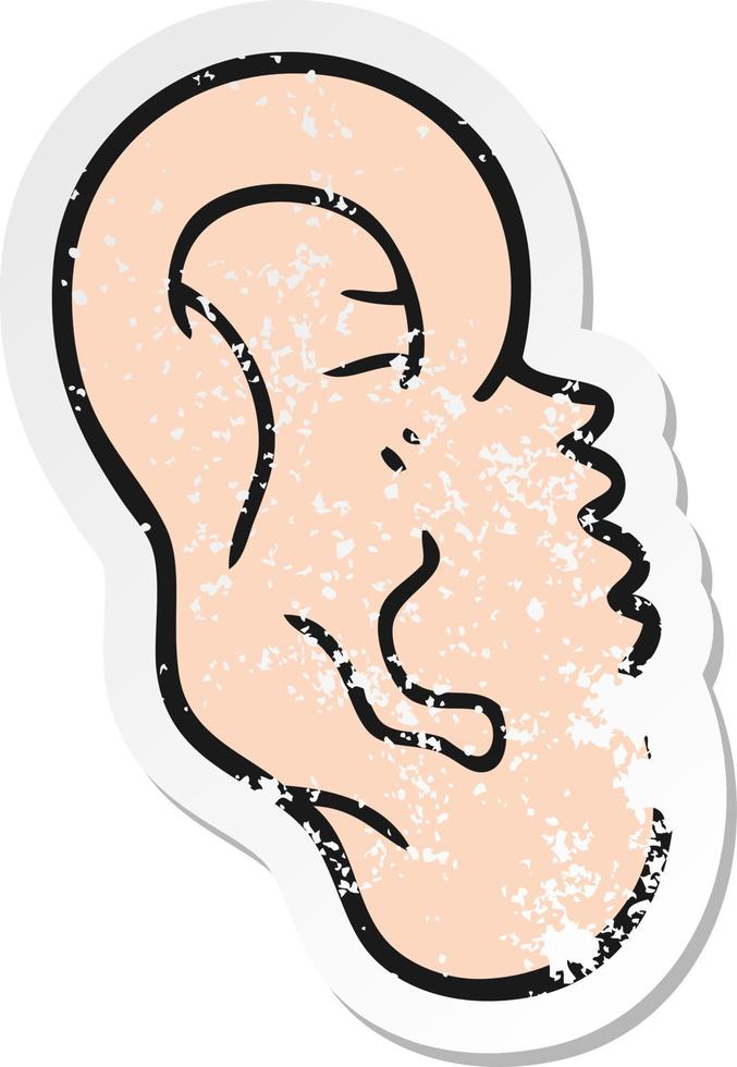 retro distressed sticker of a cartoon human ear vector