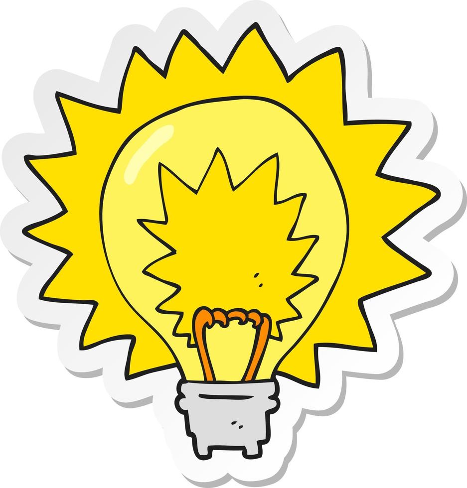 sticker of a cartoon light bulb shining vector
