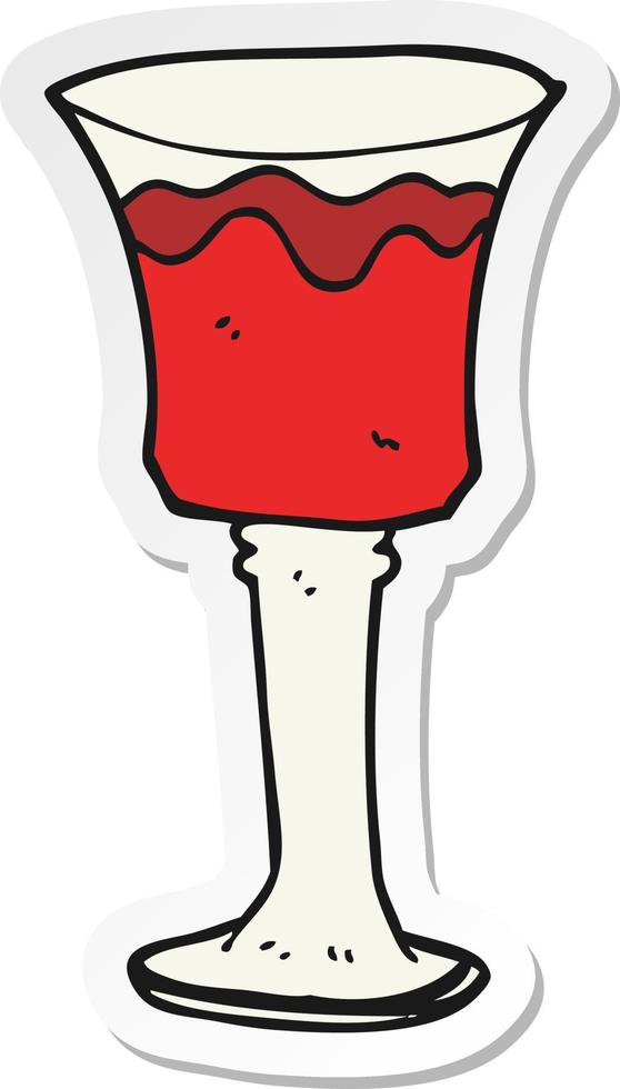 sticker of a cartoon goblet of wine vector
