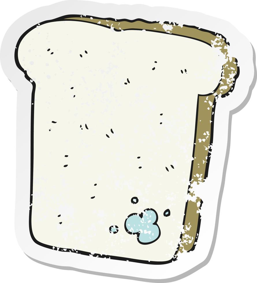 retro distressed sticker of a cartoon mouldy bread vector